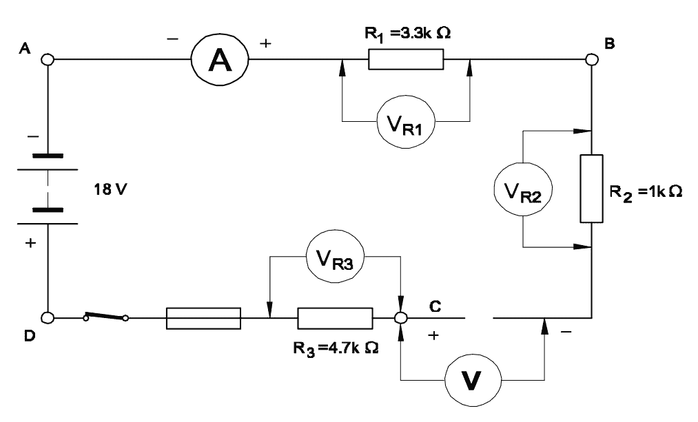 circuit diagram with voltmeter