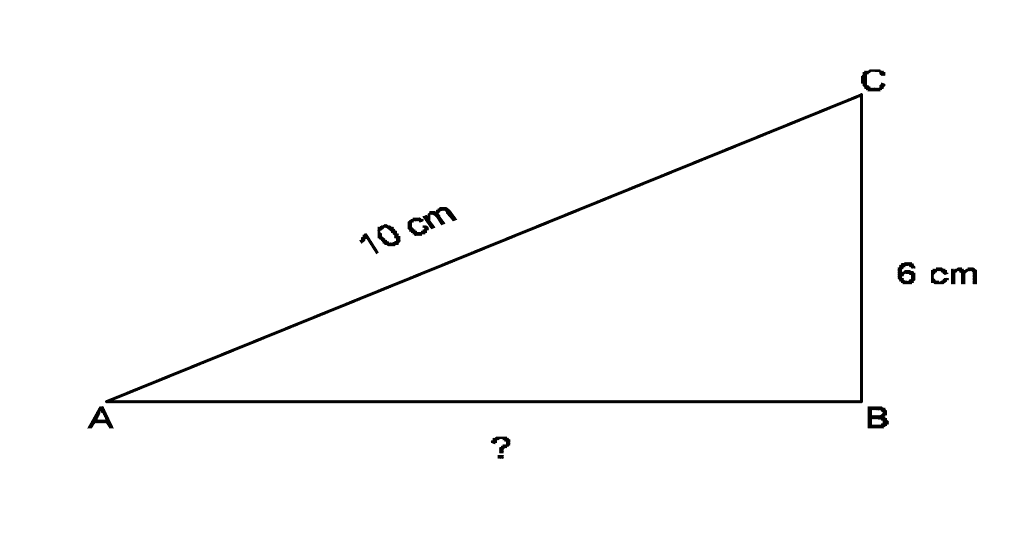 Triangle diagram showing AC = 10 cm and BC = 6 cm